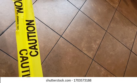 Windsor, CA, USA
April 13, 2020
Caution Tape Across The Floor Because Of The Fear Of The Coronavirus. 