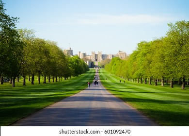 Windsor castle, London England uk, view from the green long garden in sunny day 