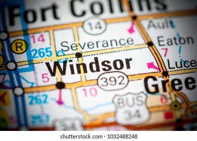 Windsor. Colorado. USA On A Map.