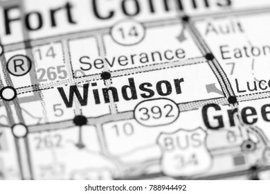 Windsor. Colorado. USA On A Map.