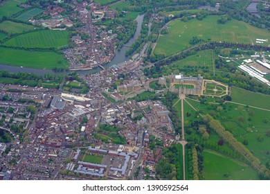 WINDSOR, ENGLAND -27 APR 2019- Aerial View Of Windsor Castle, Property Of The British Monarchy In Windsor, England, United Kingdom.