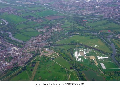 WINDSOR, ENGLAND -27 APR 2019- Aerial View Of Windsor Castle, Property Of The British Monarchy In Windsor, England, United Kingdom.