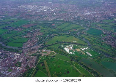 WINDSOR, ENGLAND -27 APR 2019- Aerial View Of Windsor Castle, Property Of The British Monarchy In Windsor, England, United Kingdom.