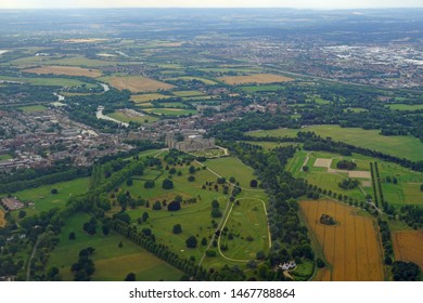 WINDSOR, ENGLAND -28 JUL 2019- Aerial View Of The Town Of Windsor And The Windsor Castle, Property Of The British Monarchy In Windsor, England, United Kingdom.