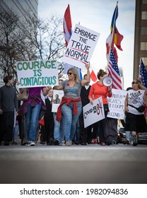 Windsor, Ont  Canada - November 20 2020: City Protests Gain Momentum As Lockdowns Brew Unrest