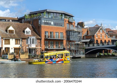 Windsor, UK - 5 July 2021: Windsor Duck Boat Tour On The River Thames