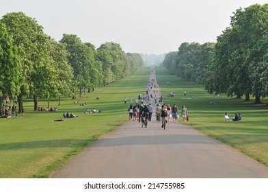 WINDSOR, UK - APRIL 24, 2011: People enjoy their time outdoors in Windsor Great Park