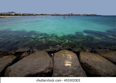 Windsurf Spain Harbor Pier Boat In The Blue Sky   Arrecife Teguise Lanzarote 
