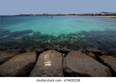 Windsurf Spain Harbor Pier Boat In The Blue Sky   Arrecife Teguise Lanzarote 
