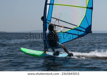 Windsurfing in the Azov sea, Russia. 商業照片 © 