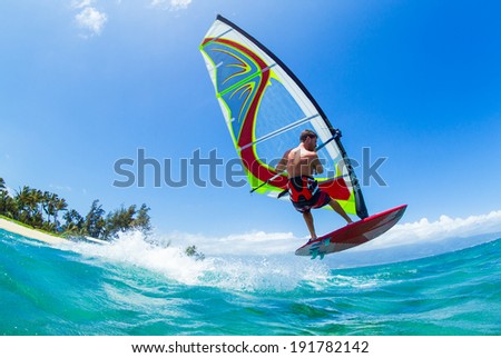Windsurfing, Fun in the ocean, Extreme Sport Foto d'archivio © 