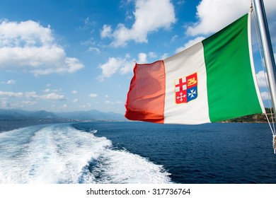 Windswept Flag Of Italian Navy (Marina Militare).