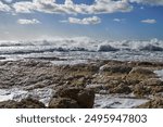 Windy day and waves in Sausset les Pins, France