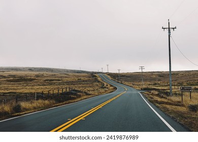 Windy highway with no cars, Point reyes national seashore , California, USA
