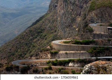 Windy Road In Angola. Steep Road With Many Corners In Angola