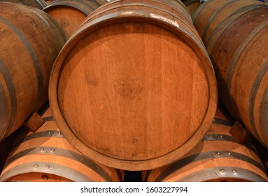 A Wine Barrel End With Copy Space.