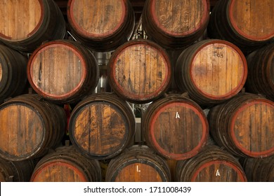 Wine Barrels Aging Wine In Rutherglen, Victoria, Australia