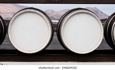 Wine Barrels In Lanzarote, Spain