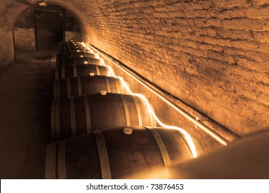 Wine Barrels In Old Wine Cave