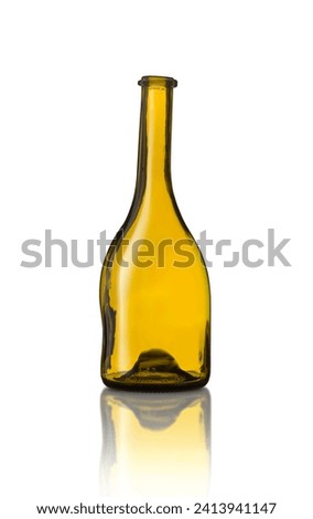  Wine bottle with a curved bottleneck isoalated on white background. With clipping path