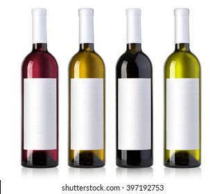  Wine Bottle In Glass Bottle With Blank Label Andl On White Background