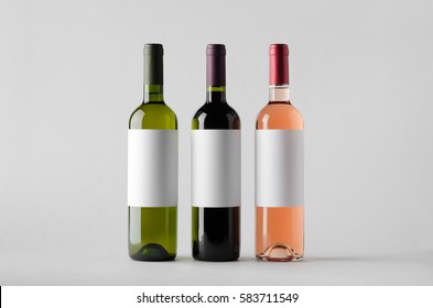 Wine Bottle Mock-Up - Three Bottles. Blank Label - Shutterstock ID 583711549