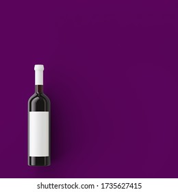 wine bottle on purple background