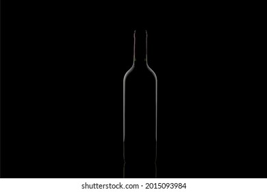 Wine Bottle Outline On Black Background