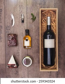 wine bottle in a wood box wine presentation no logo