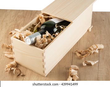 Wine Bottle In Wooden Box