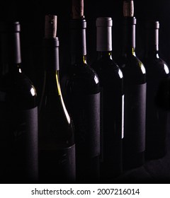 Wine Bottles Black Background, Malbec