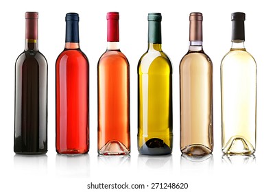 Wine bottles in row isolated on white - Powered by Shutterstock