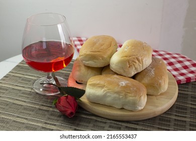 wine and bread,Include Clipping Path.
