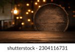 Wine casks at the winery. Stacked Wine barrels at the german winery. High quality photo