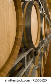 Wine Cellar With The Barrique Barrels