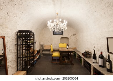 Wine Cellar With Wine Bottle, Interior 