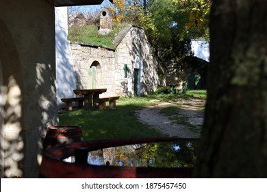 Wine Cellar Entrance With The Door Closed.