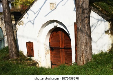 Wine Cellar Entrance With The Door Closed.