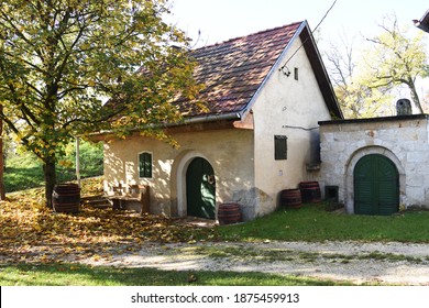 Wine Cellar Entrance With The Door Closed.