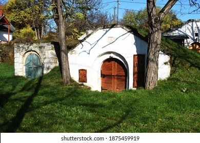 Wine Cellar Entrance With The Door Closed.