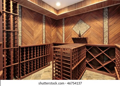 Wine Cellar In Luxury Home With Multiple Racks