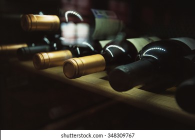 Wine Cellar With Old Riesling Wine