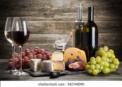 Wine And Cheese Still Life