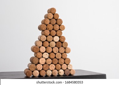 Wine Cork In The Shape Of A Christmas Tree On A White Background