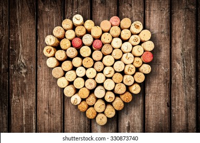 Wine Corks Arranged In A Heart Shape