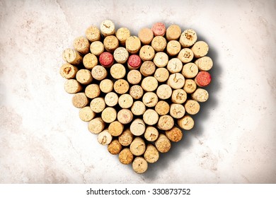 Wine Corks Arranged In A Heart Shape