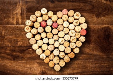 Wine Corks Arranged In A Heart Shape