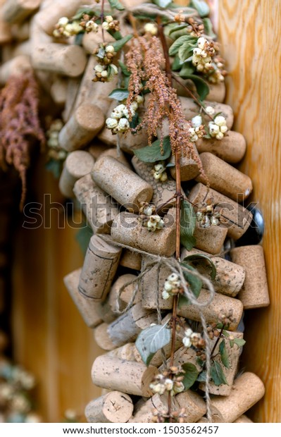 Wine Corks Decoration On Wooden Doods Stock Photo Edit Now