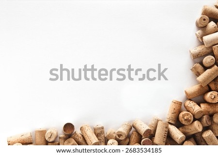 Wine corks frame, group of wine corks isolated on white background.