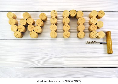 Wine corks on the table background